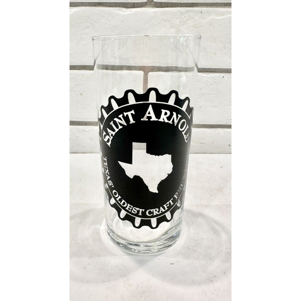 Saint‎ Arnold Beer Glass Houston Texas 5" Texas' Oldest Brewery Black Emblem